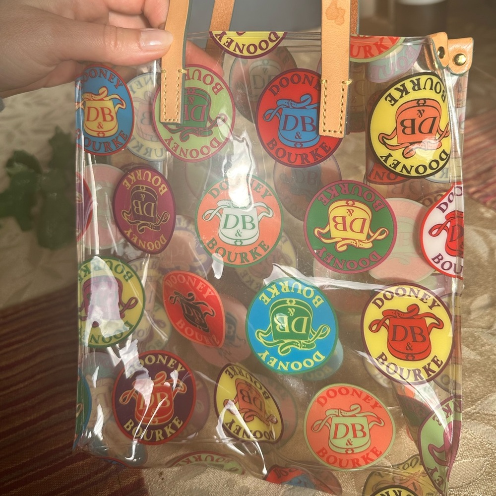 Vintage Dooney & Bourke Colorful Clear Logo Tote
